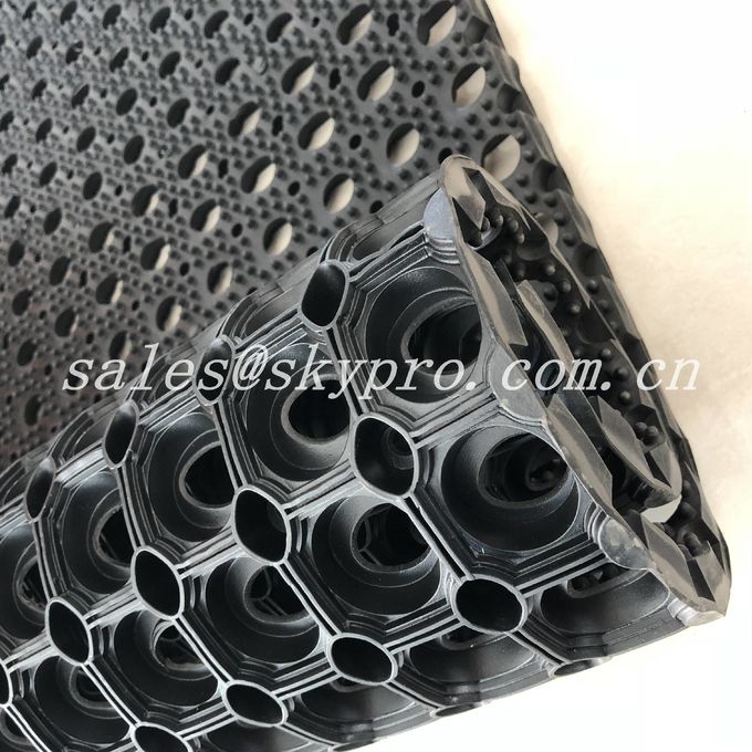 Waterproof Anti - Fatigue Anti - Skid Black Round Hole Rubber Flooring Mat 40x60cm 45x75cm 1