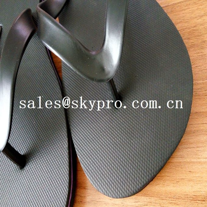 Comfortable Black Plain Flip Flops / Sandals Wear resistant Summer Beach Slippers 2